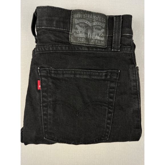 Levi's Other - Levis 512 Slim Taper Jeans Mens 32x34 Black Distressed Ripped Denim 28833-0365